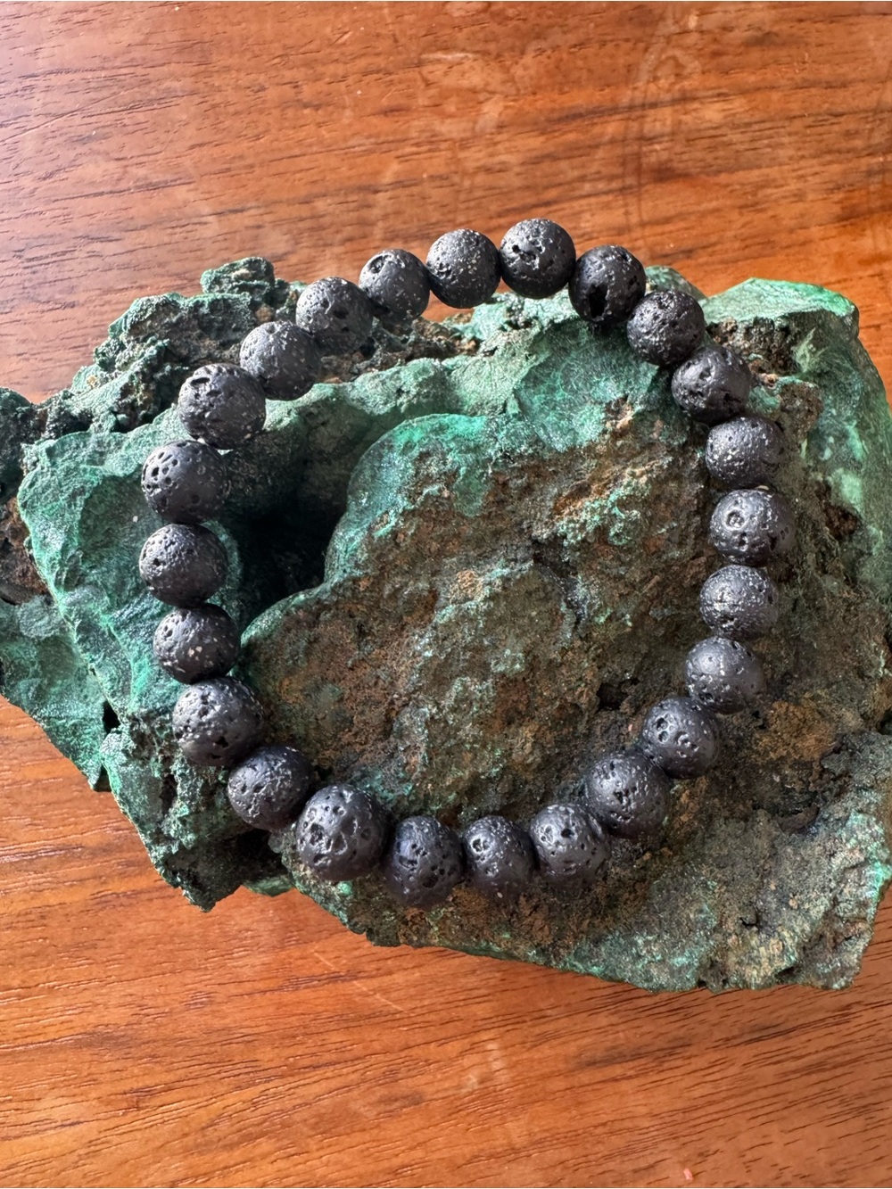 Black Lava Bead Stretch Bracelet